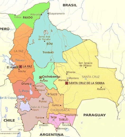 map of bolivia 