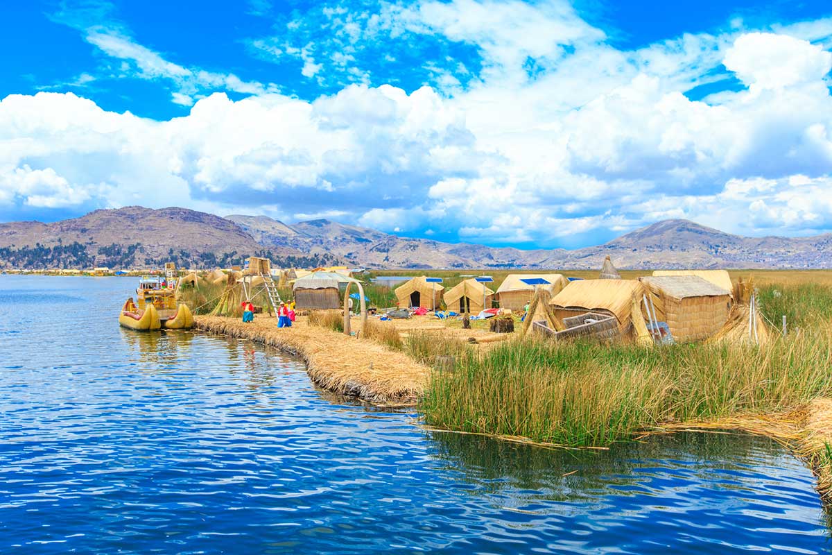 Totora boat on Titicaca lake, Bolivia.