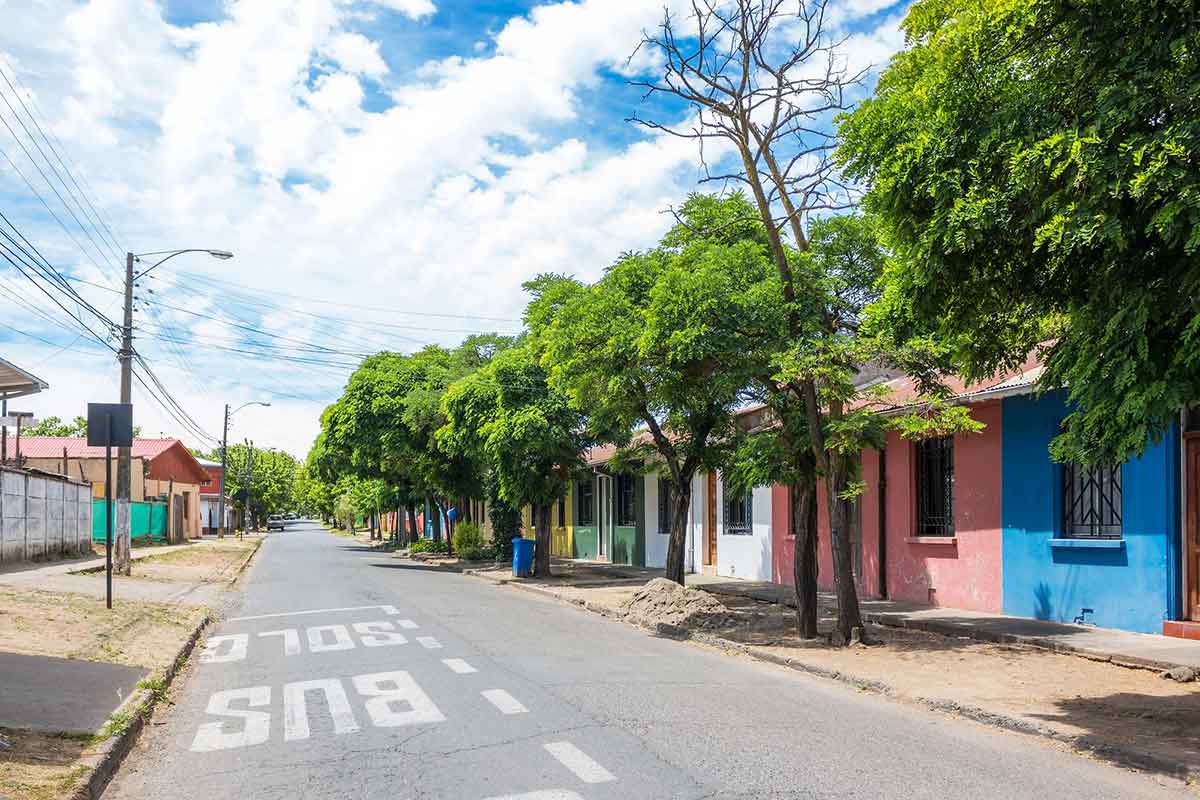 Street in residential area of Talca, Chile, South America.