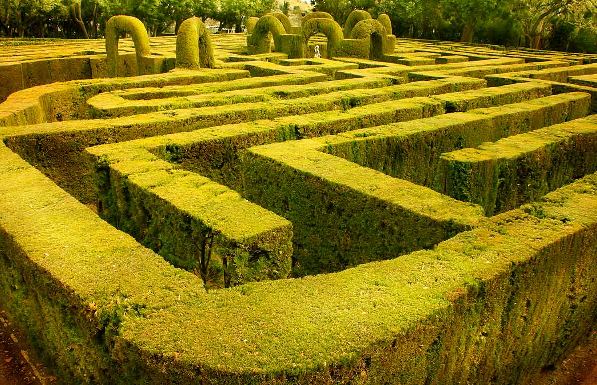 Parc de Laberint dโHorta, a garden with a labyrinth in Barcelona, Spain.