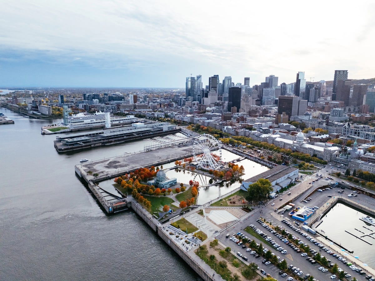 photographing the Montreal cityscape and waterfront from the Old Port