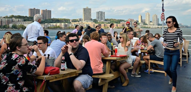 riding the North River Lobster Co boat is one of the best cheap things to do in NYC
