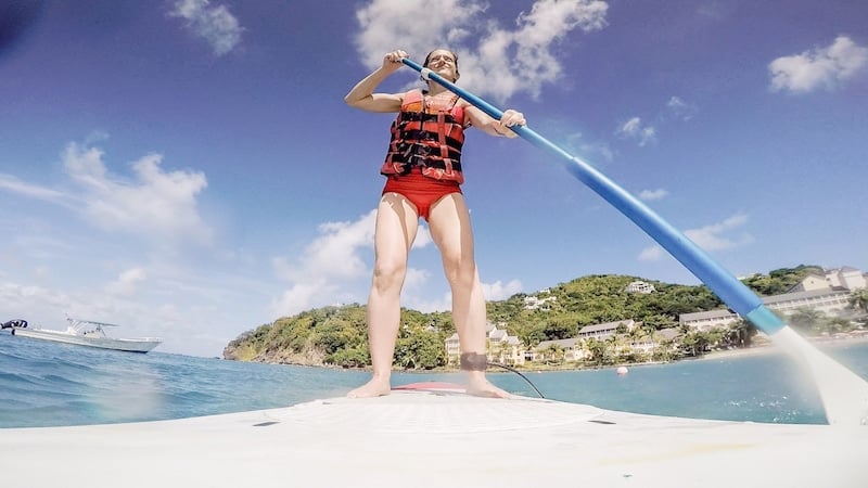 paddleboarding at the BodyHoliday All-Inclusive Wellness Resort in St. Lucia