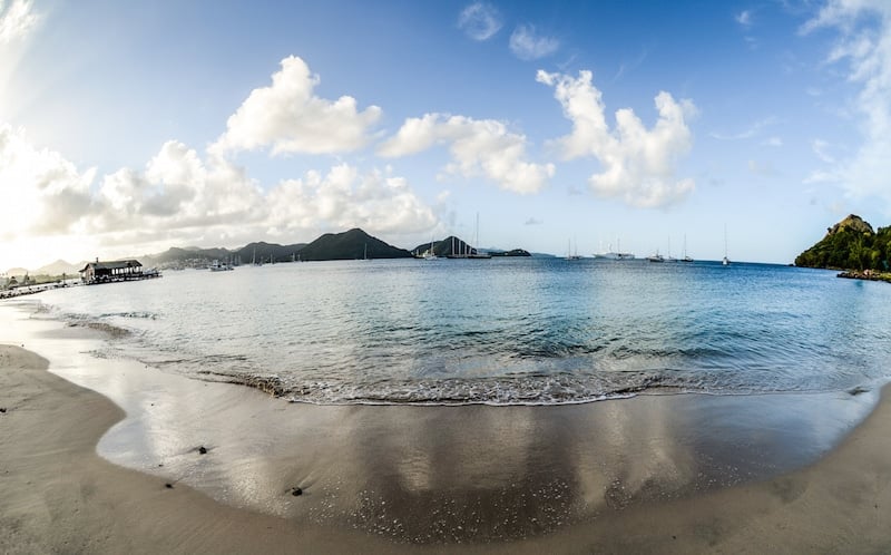 View of Pigeon Island on St. Lucia in the Caribbean