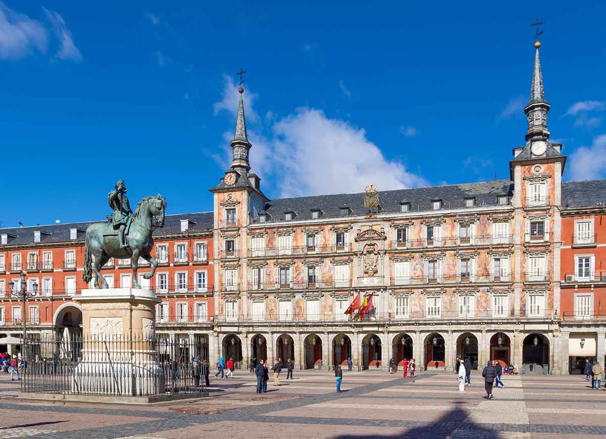 Plaza Mayor Square in Madrid City Centre, Spain.