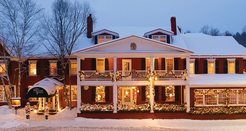 The Green Mountain Inn in Stowe, VT is one of the best Thanksgiving getaways from NYC