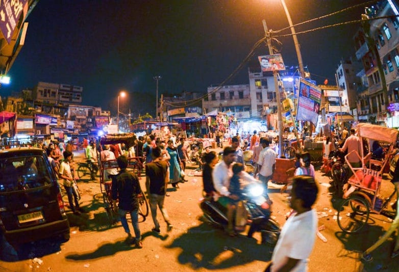 Delhi streets at night in Asia