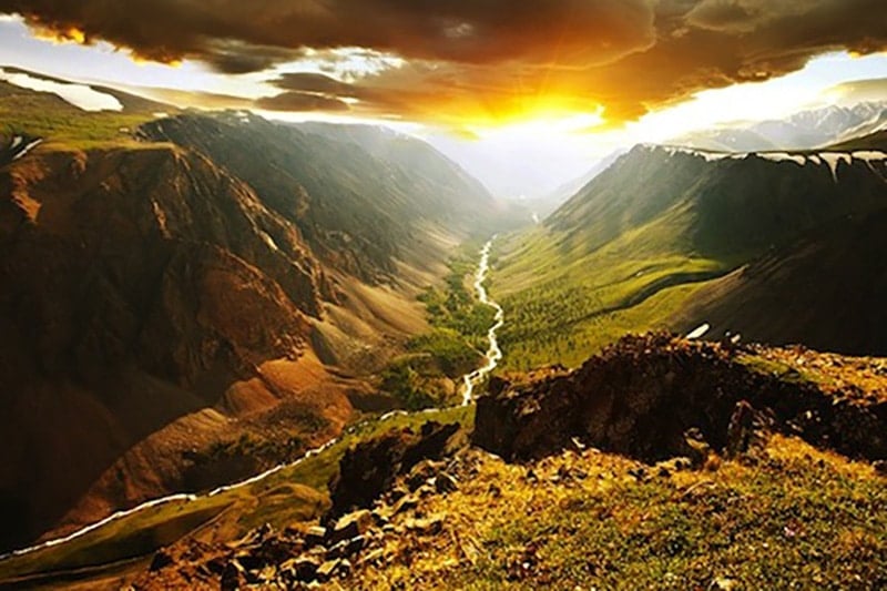 Altai Mountains at sunset, a unique Asia travel guide attraction