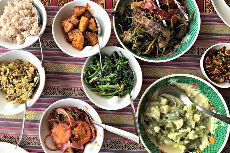 asia food guide showing local dishes in bhutan