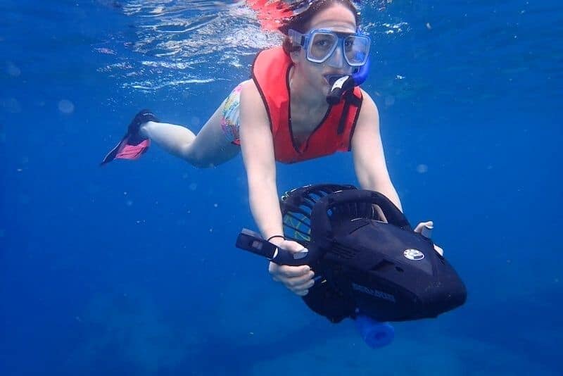Caribbean travel adventures scooter snorkeling in Antigua
