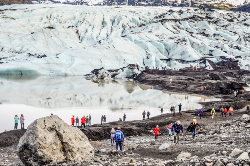 Solheimajökull Glacier is a popular attraction in any Iceland visitors guide