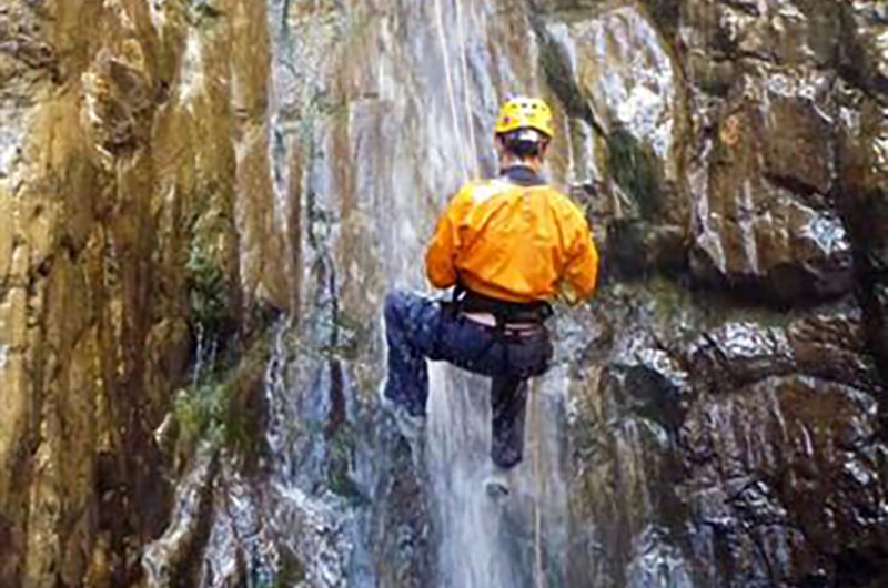 Canyoning in Portland Creek Colorado during a trip to the United States