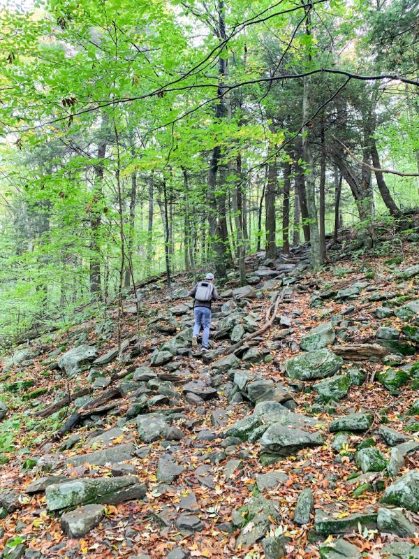 The Giant Ledge Catskills trail starts off steep