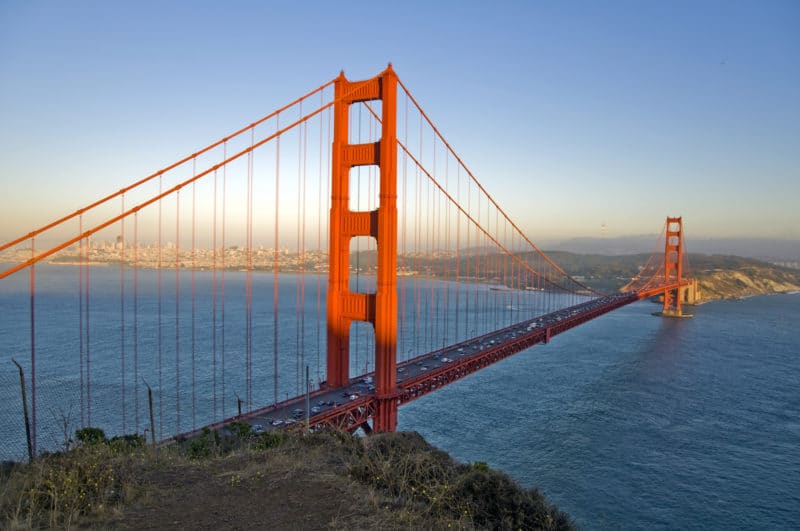 the Golden Gate Bridge is a popular California travel attraction