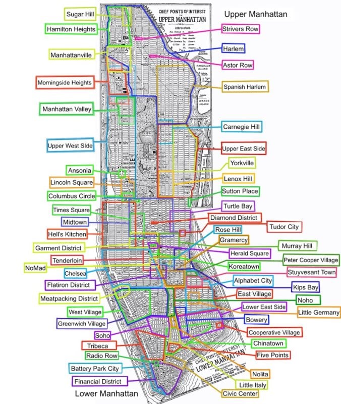 Manhattan neighborhoods including Upper West Side NYC