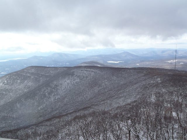 Overlook Mountain hike view in winter, Woodstock, New York