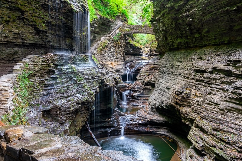 Visiting Rainbow Falls in Watkins Glen State Park on a solo road trip