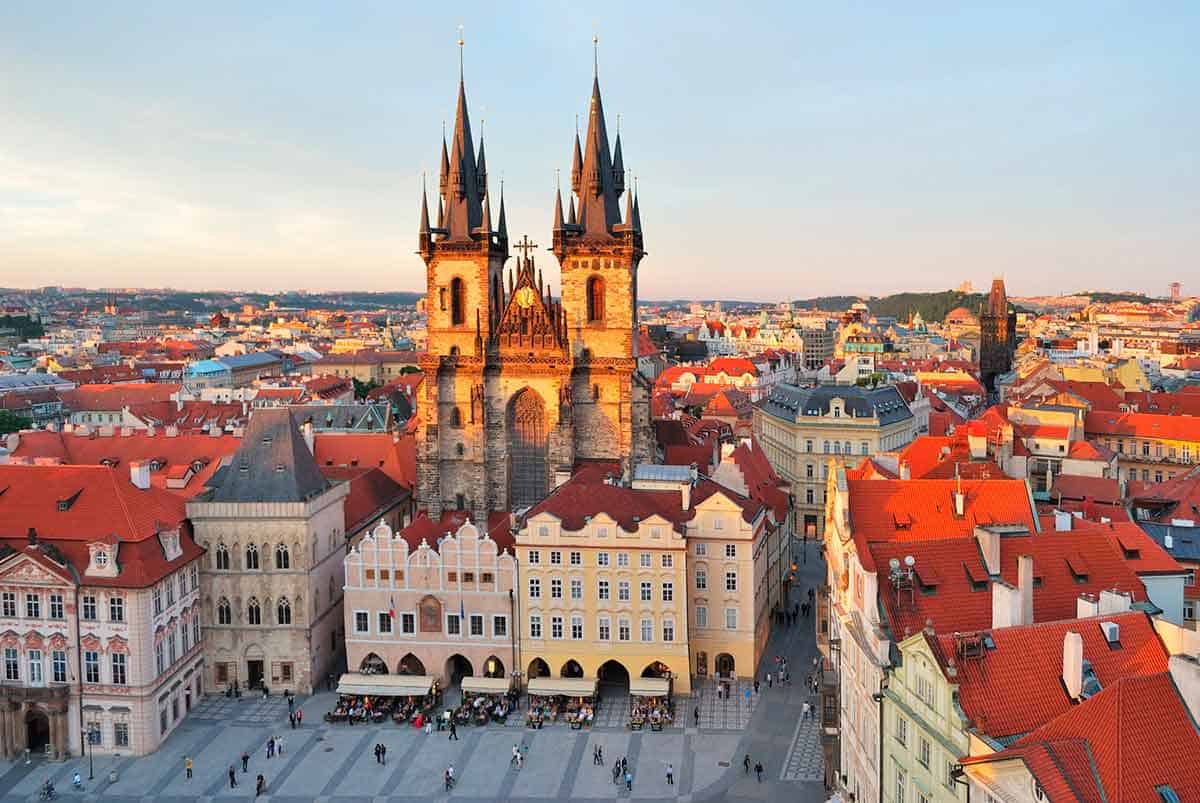 A view of Prague Old Town and Square.