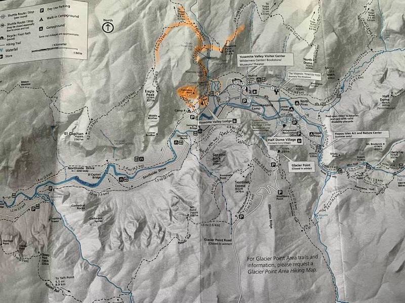 Yosemite Valley hiking map