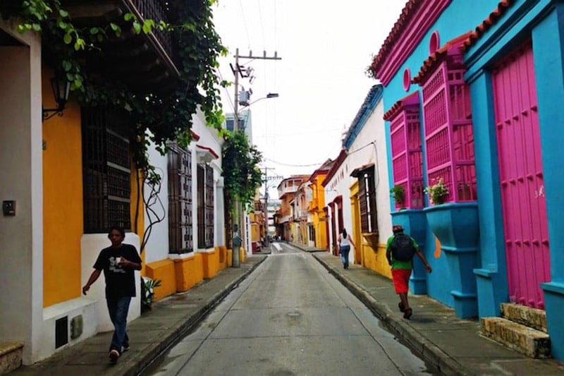 seeing bright purple and blue doorways while traveling Colombia