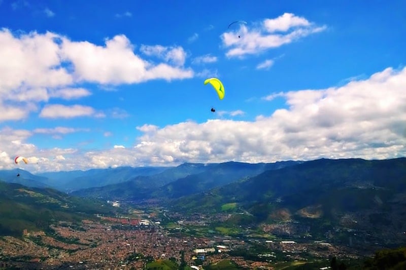 view over Colombia while paragliding in Medellin