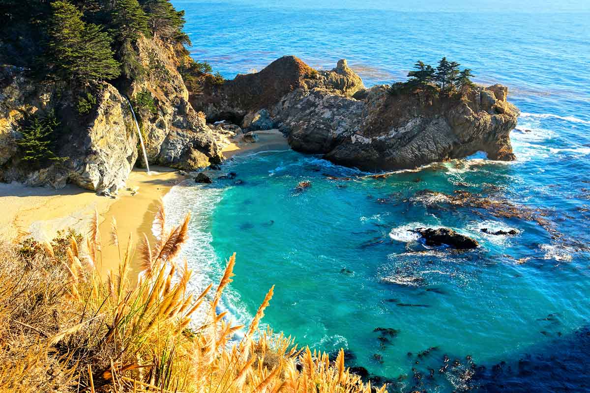 Beautiful McWay Falls along the Pacific Coast Highway, Big Sur, California, USA.