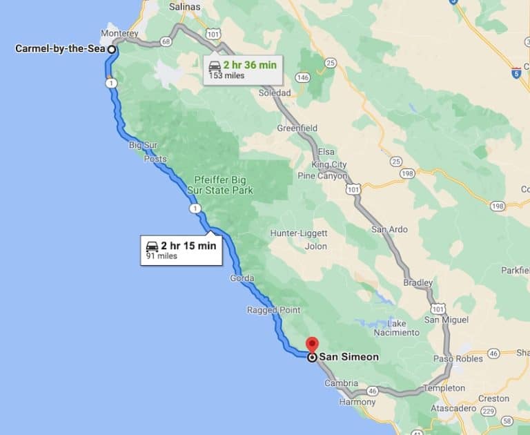 big sur road trip map