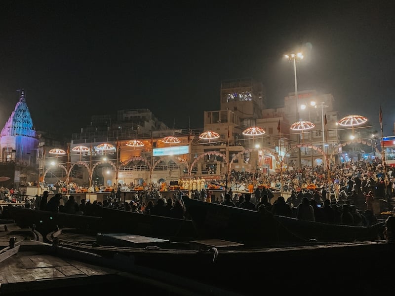 Aarti ceremony in Varanasi, one of the top solo female travel destinations in India