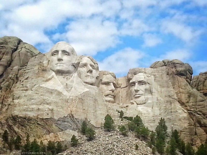Mount Rushmore, near Rapid City, South Dakota is a great place to travel alone in the US