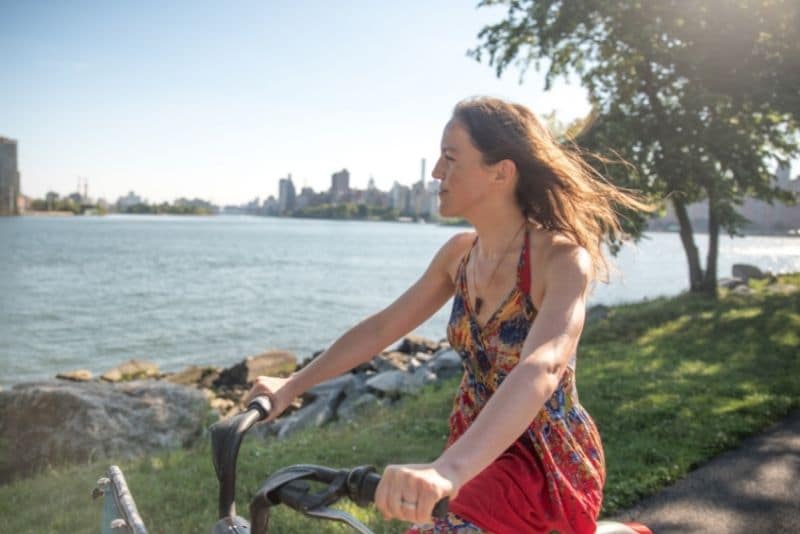 Enjoying the advantages of travelling alone while biking on Randall's Island in NYC