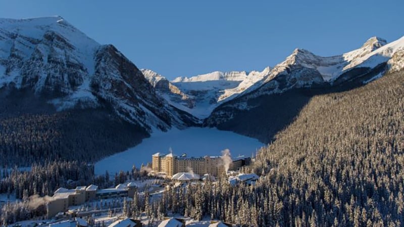 view of Fairmont Chateau Lake Louise  which has some of the best hot tubs in Banff