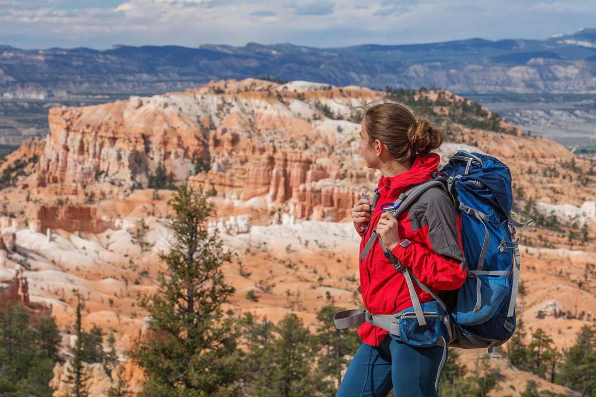 Woman hiking Bryce Canyon National Park in Utah, USA.