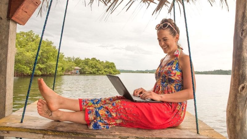 woman working as a digital nomad in Panama