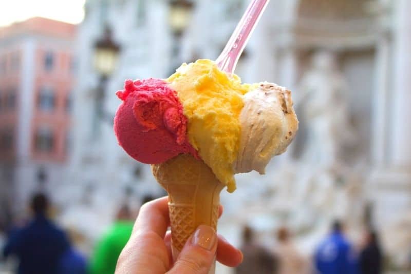 eating gelato on a food tour during solo female travel in Rome