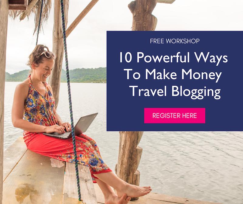 woman travel blogging and making money