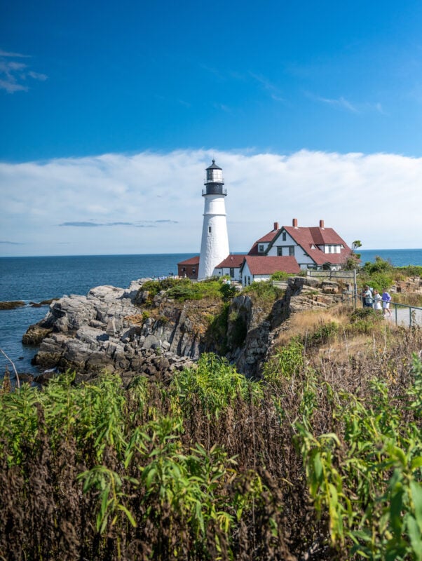 visiting Portland Head Lighthouse on a coastal Maine road trip