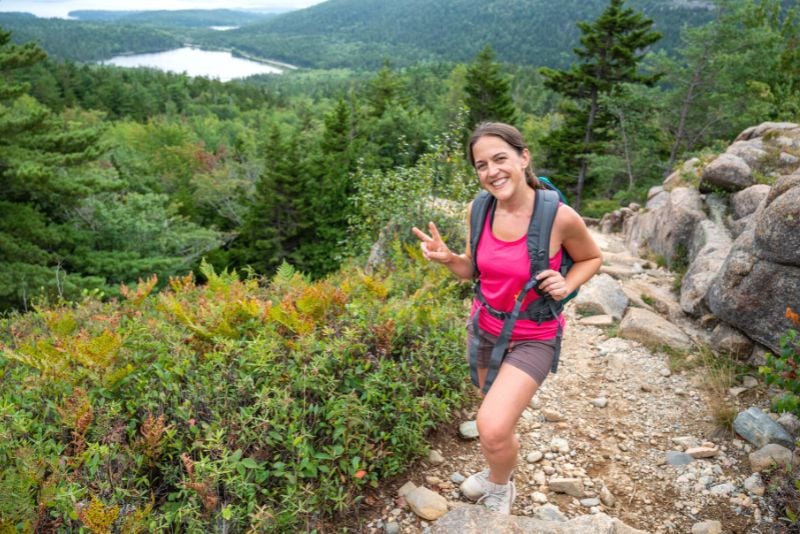 woman traveling solo in Acadia National Park