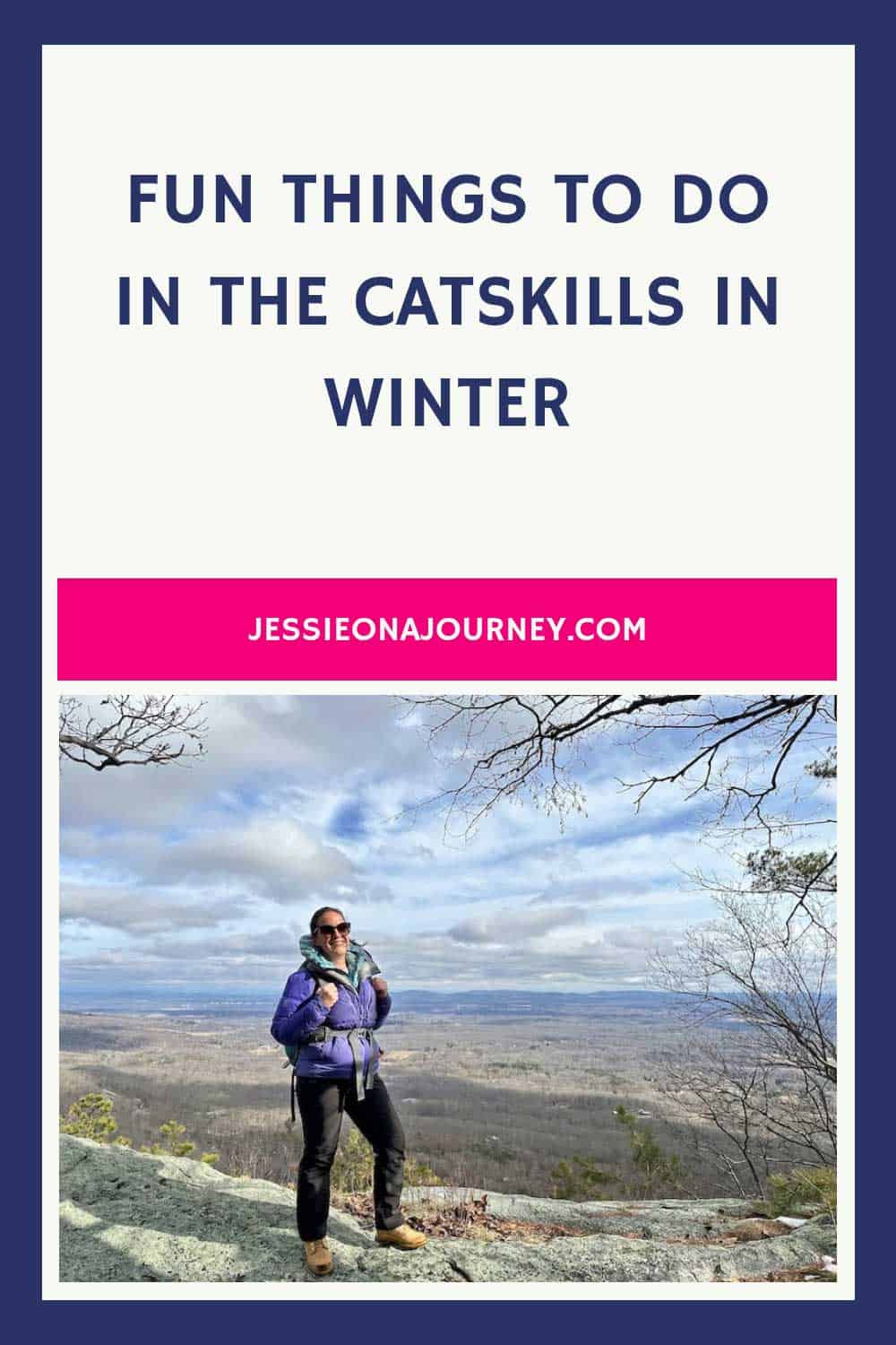 Pinterest pin that reads things to do in the catskills in winter.