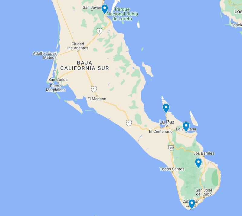 Baja California Sur hiking trails map