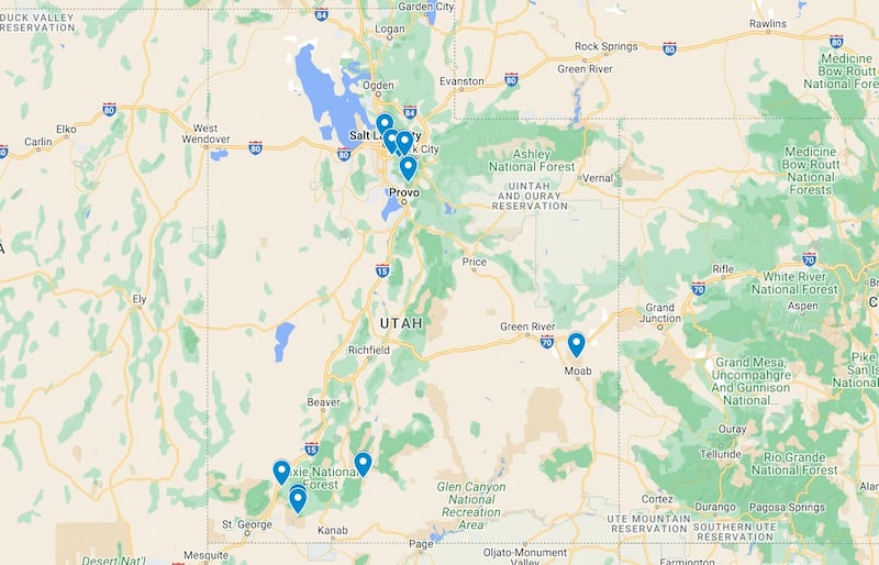 Utah hiking trail map