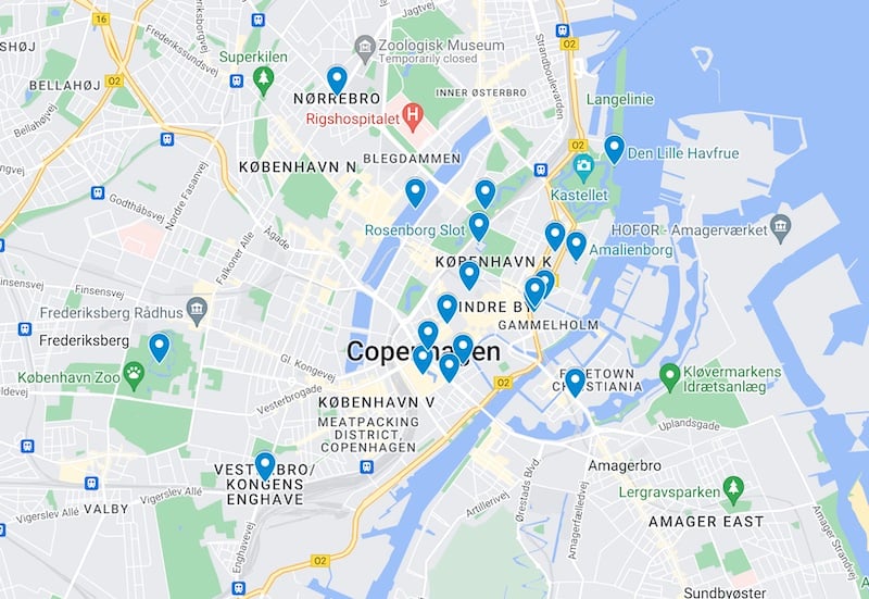 Copenhagen solo travel map