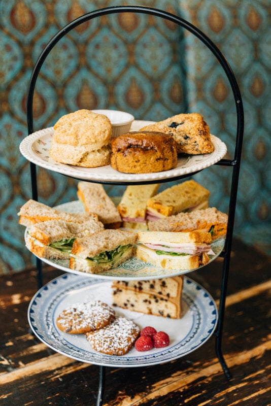 mini sandwiches and pastries from Alice's Tea Cup in NYC