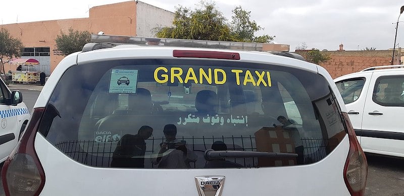 the back of a Grand Taxi in Morocco