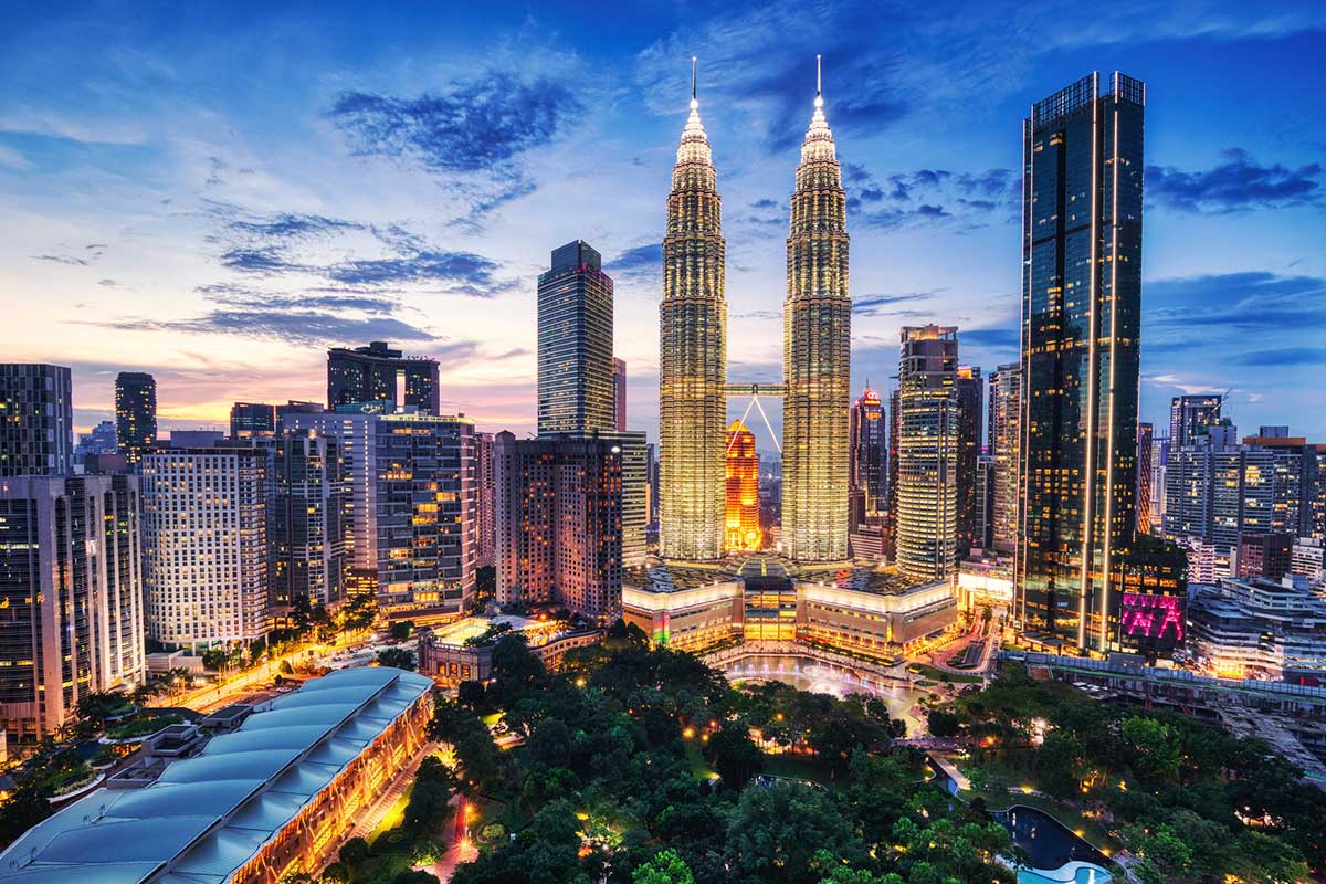 Kuala Kumpur Skyline at Dusk, Malaysia.