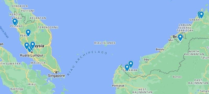 Malaysia solo travel map