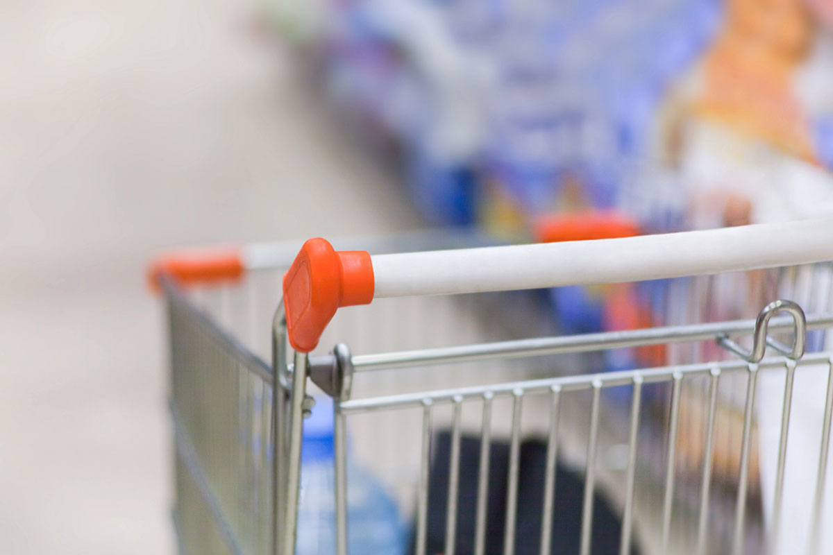 Shopping cart in supermarket.