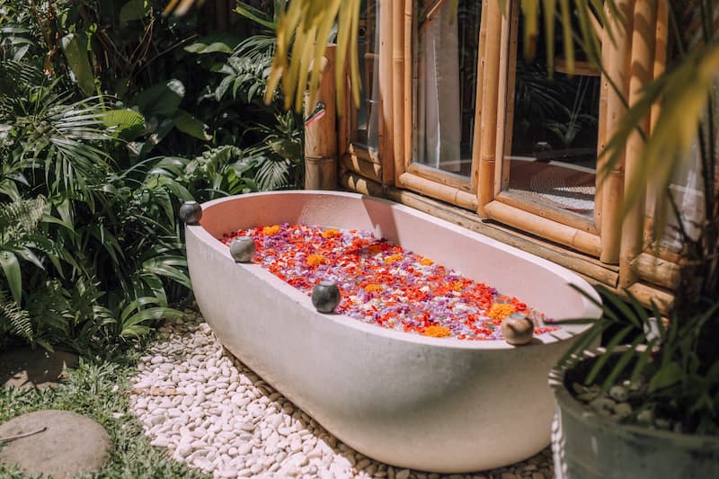 one of the best flower baths in Bali at Hideout