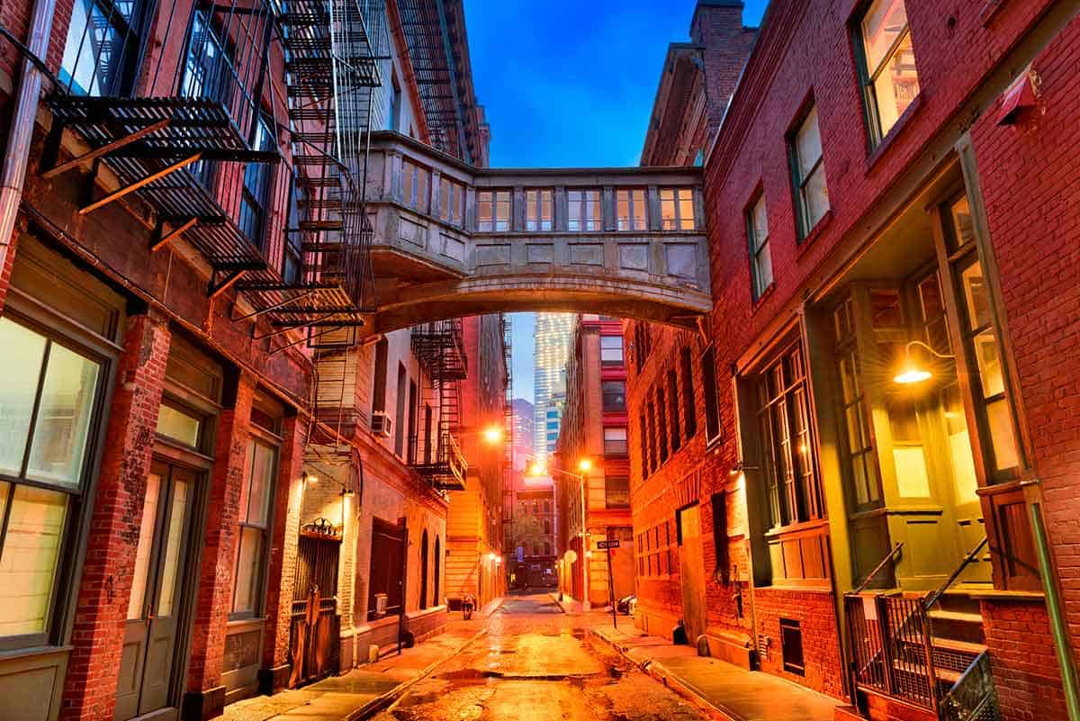 Bridge in Tribeca Alley, NYC.