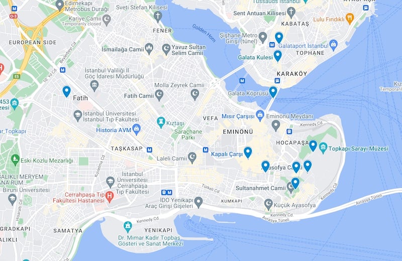 solo travel Istanbul map