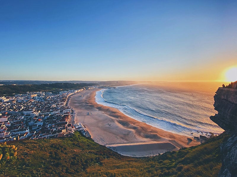 A photo of the coastline in Nazare in Portugal.